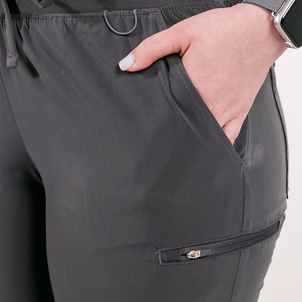 Pantaloni medicali Lotus Flex, stretch, cu snur, gri, TS-SP3