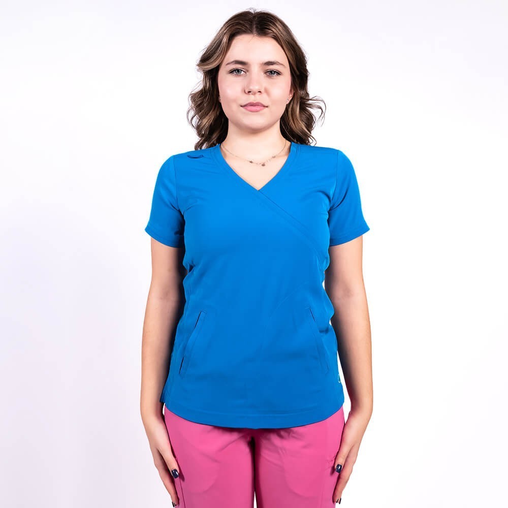 Costum medical Lotus Flex, stretch, albastru royal/fucsia orhidee, TS-NP8 TS-SP3