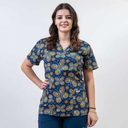 Bluza medicala imprimata Lotus 1