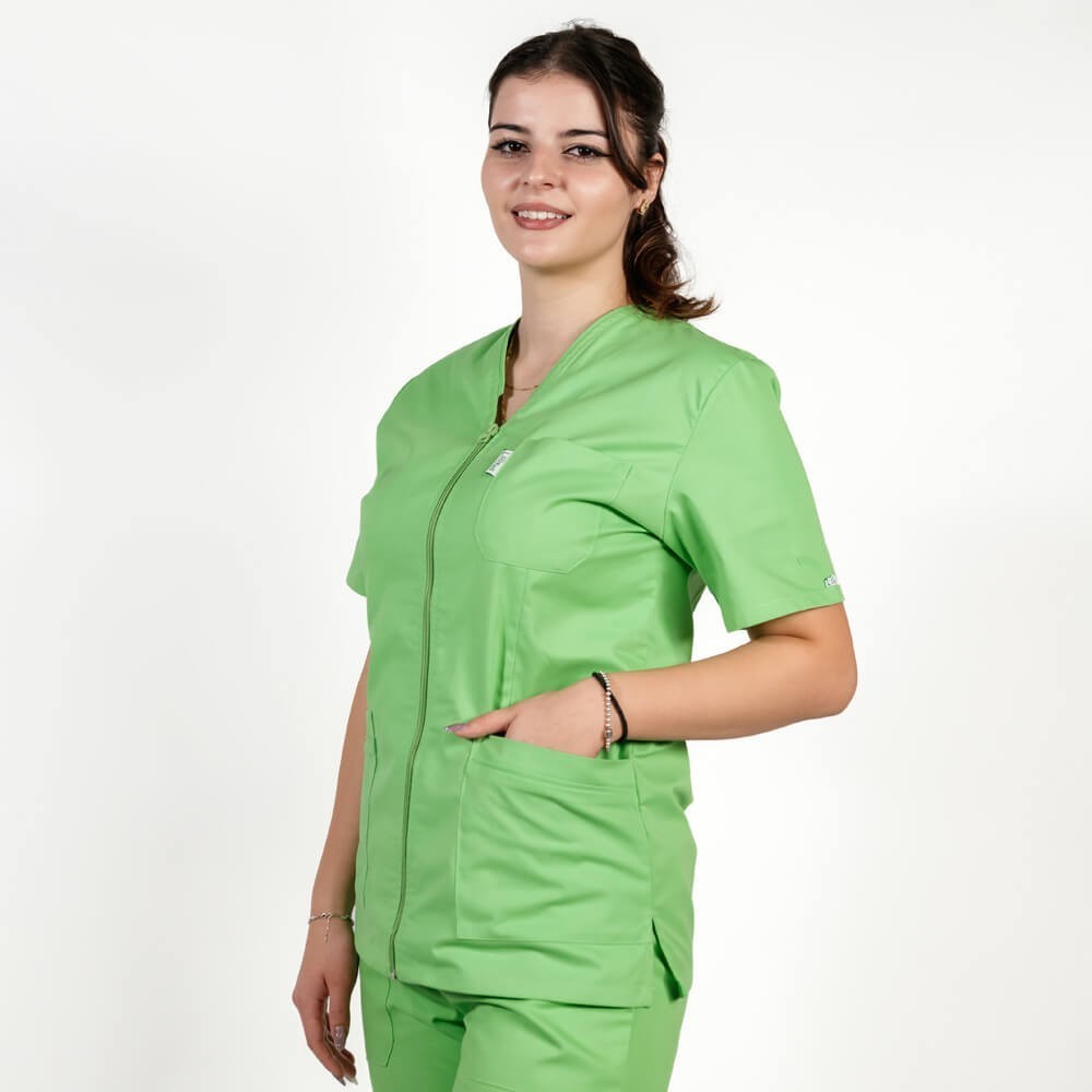 Costum Lotus 1, bluza cu fermoar, pantaloni cu elastic in talie si manseta, verde island