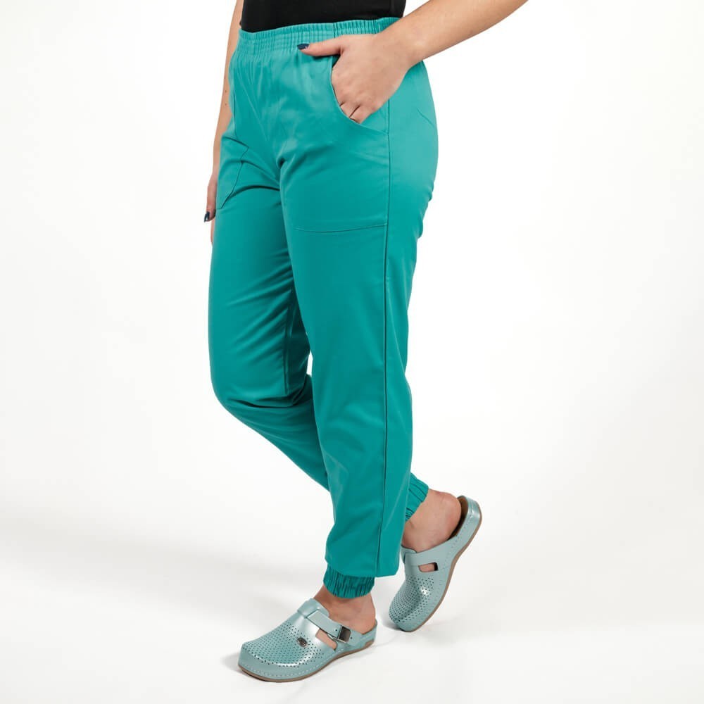 Costum Lotus 2, bluza kimono, pantaloni cu elastic in talie si manseta, turcoaz Costum Lotus 2, bluza kimono, pantaloni cu elastic in talie si manseta, turcoaz