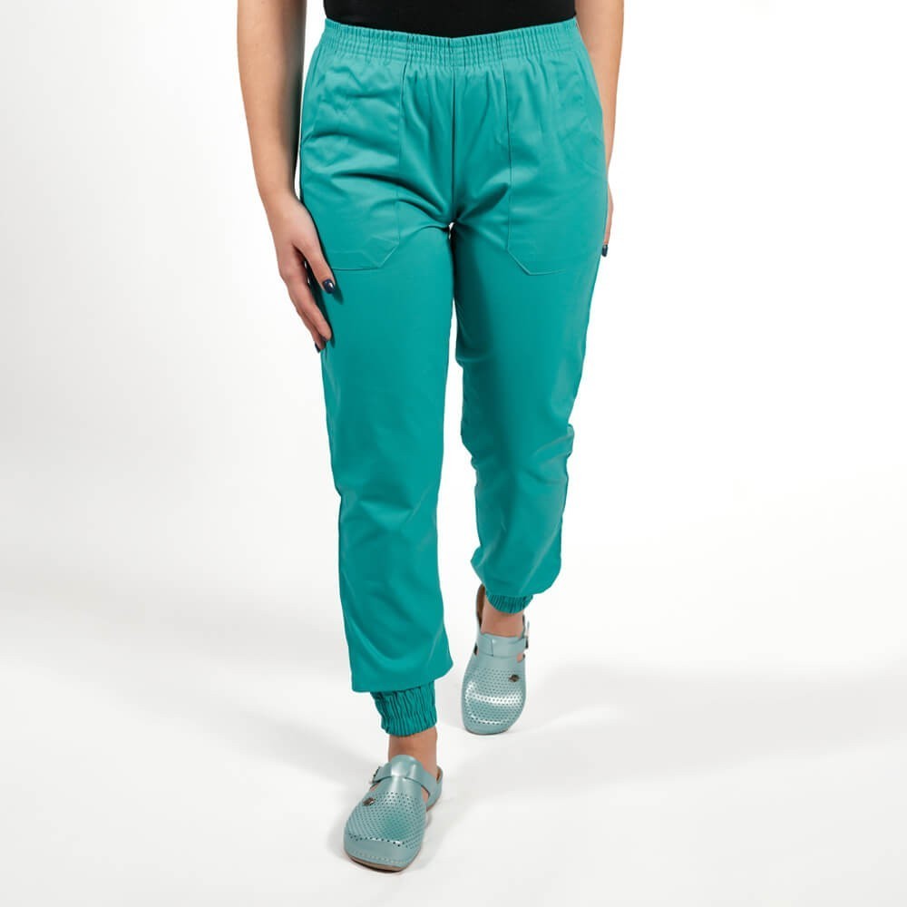 Costum Lotus 2, bluza kimono, pantaloni cu elastic in talie si manseta, turcoaz Costum Lotus 2, bluza kimono, pantaloni cu elastic in talie si manseta, turcoaz