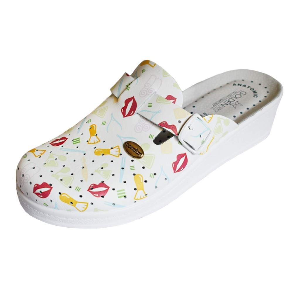 Saboti medicali din piele, cu imprimeu Fantasia 23 - Goldenfit 708/L