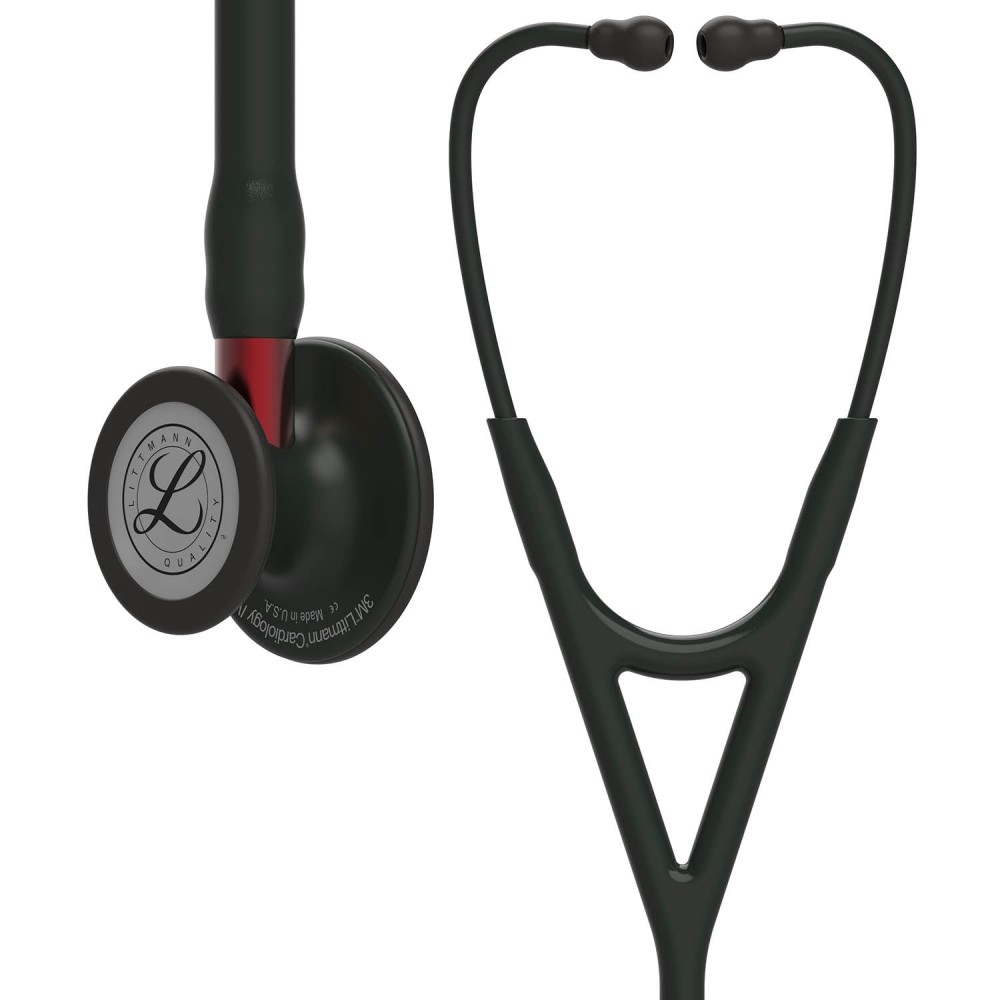 Stetoscop Littmann Cardiology IV 6200 - Negru complet, stem rosu