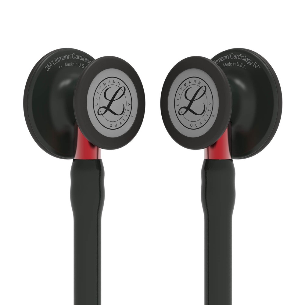 Stetoscop Littmann Cardiology IV 6200 - Negru complet, stem rosu