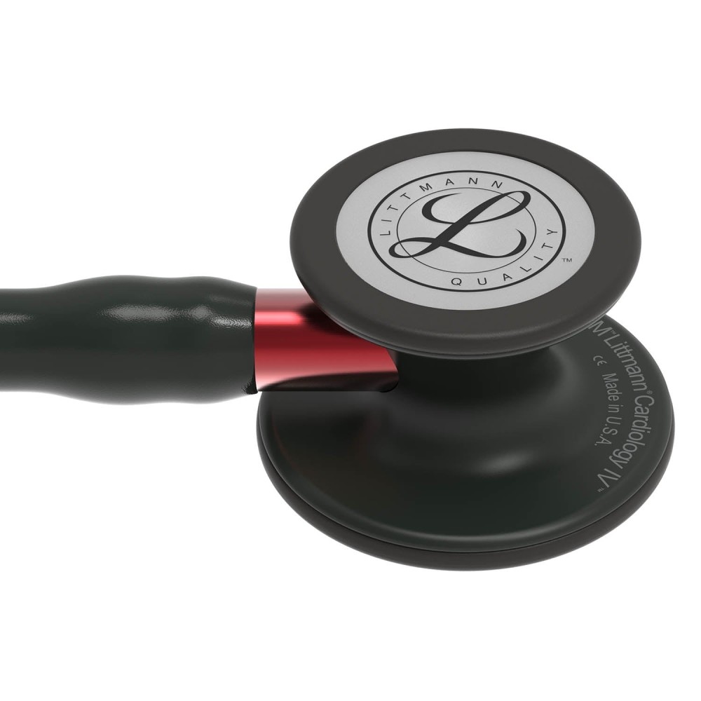 Stetoscop Littmann Cardiology IV 6200 - Negru complet, stem rosu