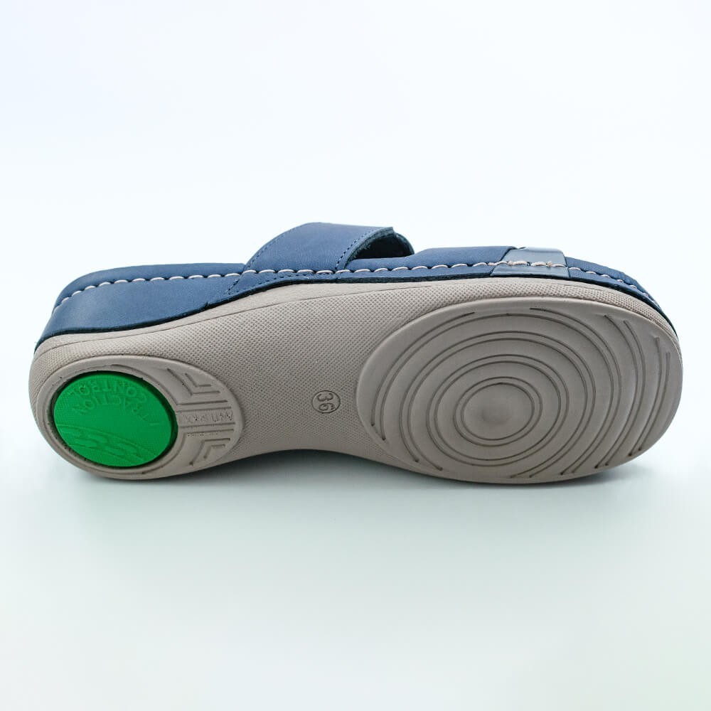 Saboti dama, de vara, din piele, Leon 909, albastru Orlando