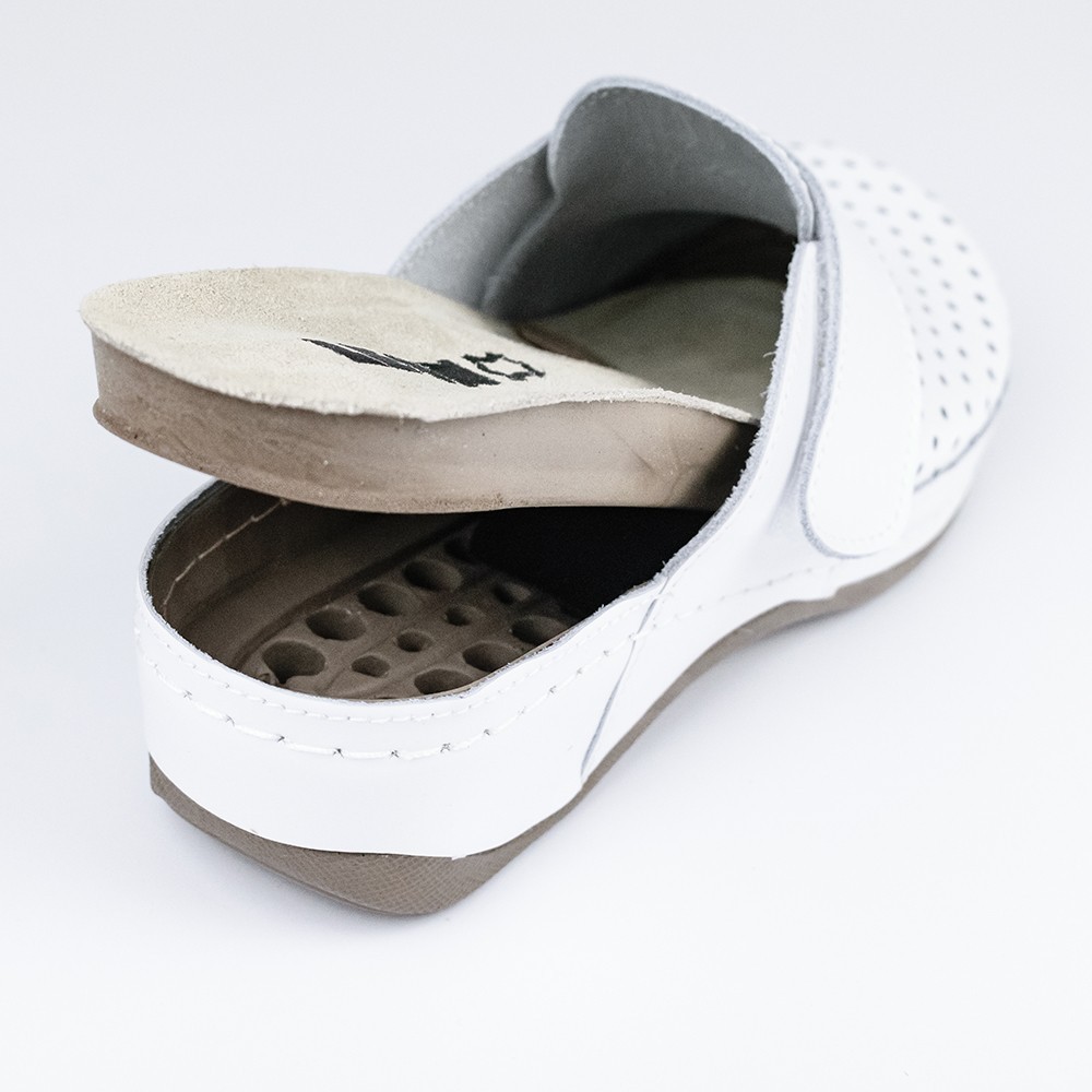 Saboti Leon 2022, de dama, din piele, alb