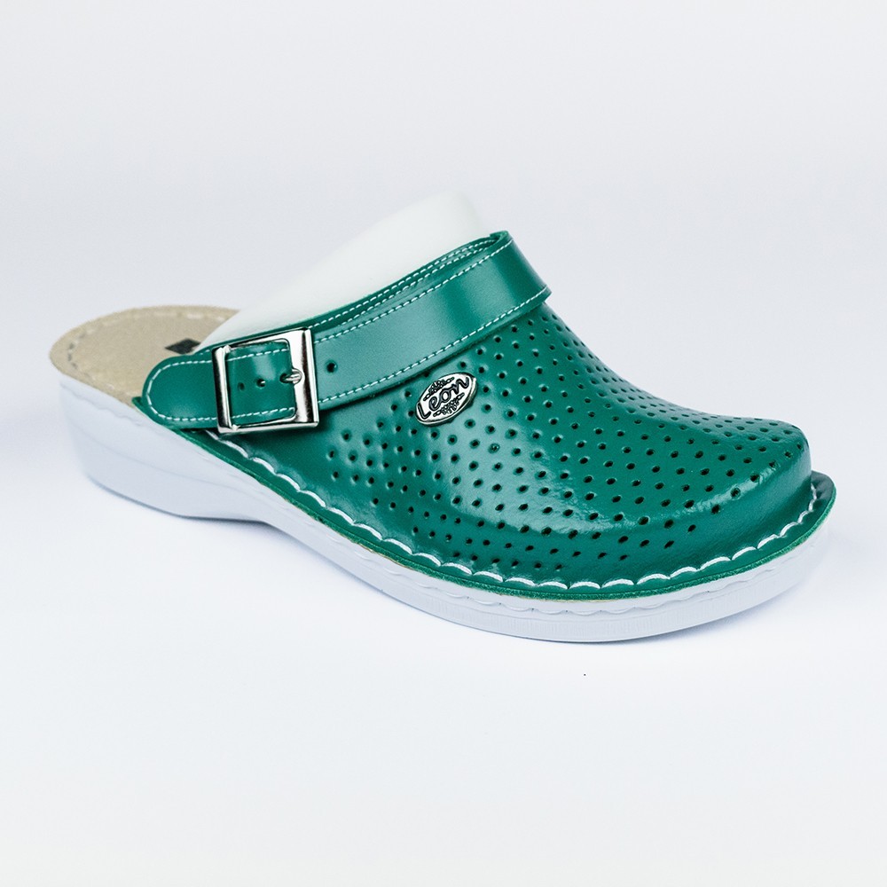 Saboti medicali, de dama, din piele, Leon V202, verde