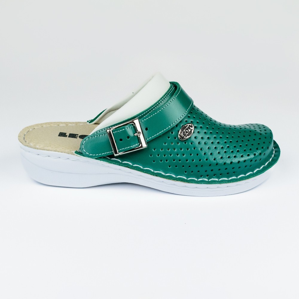 Saboti medicali, de dama, din piele, Leon V202, verde