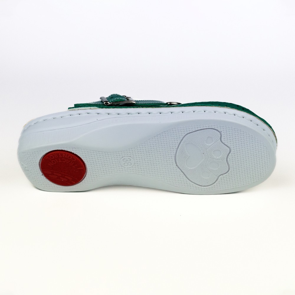 Saboti medicali, de dama, din piele, Leon V202, verde