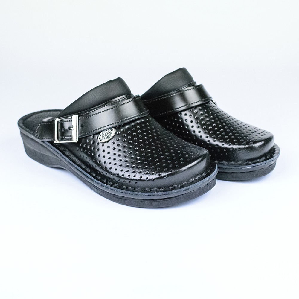 Saboti medicali, de dama, din piele, Leon V202, negru