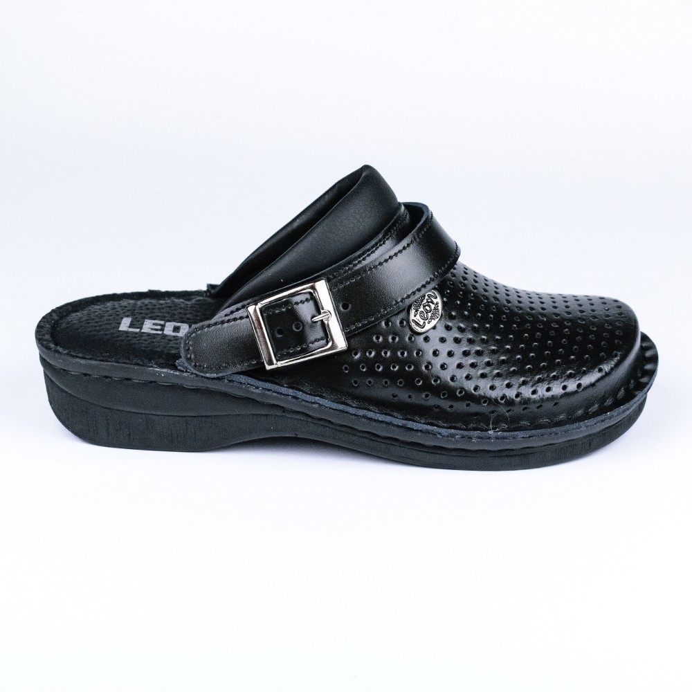 Saboti medicali, de dama, din piele, Leon V202, negru