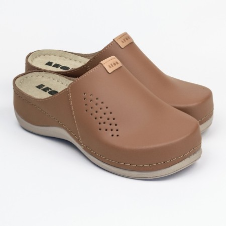 Saboti medicali, de dama, din piele, Leon 930 Bakkar, maro mat