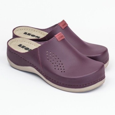 Saboti medicali, de dama, din piele, Leon 930 Bakkar, bordo mat