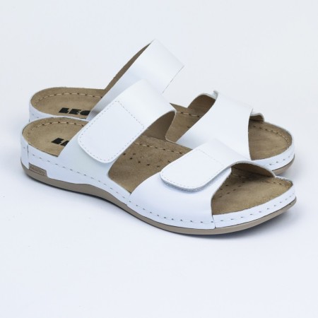 Saboti medicali, de dama, din piele, Leon 952, alb