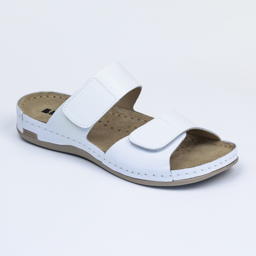 Saboti medicali, de dama, din piele, Leon 952, alb