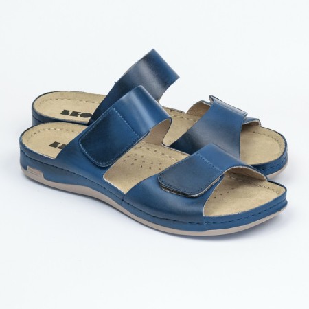 Saboti medicali, de dama, din piele, Leon 952, bleumarin