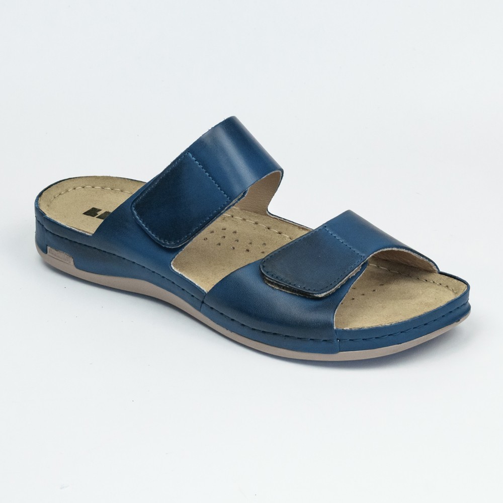 Saboti medicali, de dama, din piele, Leon 952, bleumarin