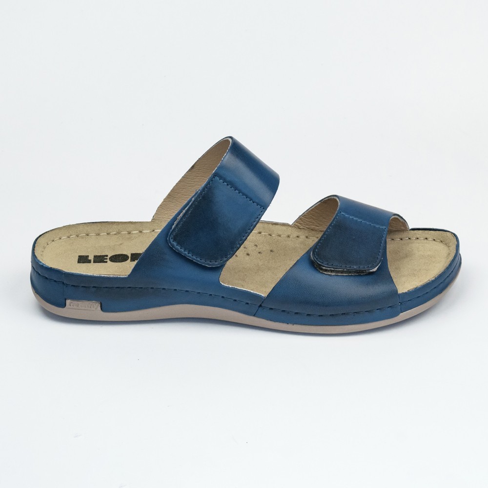 Saboti medicali, de dama, din piele, Leon 952, bleumarin