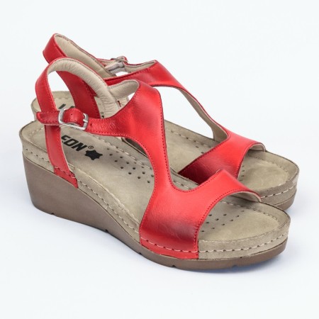 Sandale dama, de vara, din piele, Leon 1050, rosu