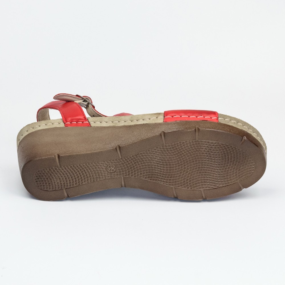 Sandale dama, de vara, din piele, Leon 1050, rosu