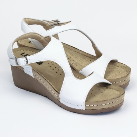 Sandale dama, de vara, din piele, Leon 1050, alb