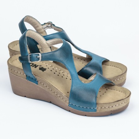 Sandale dama, de vara, din piele, Leon 1050, albastru