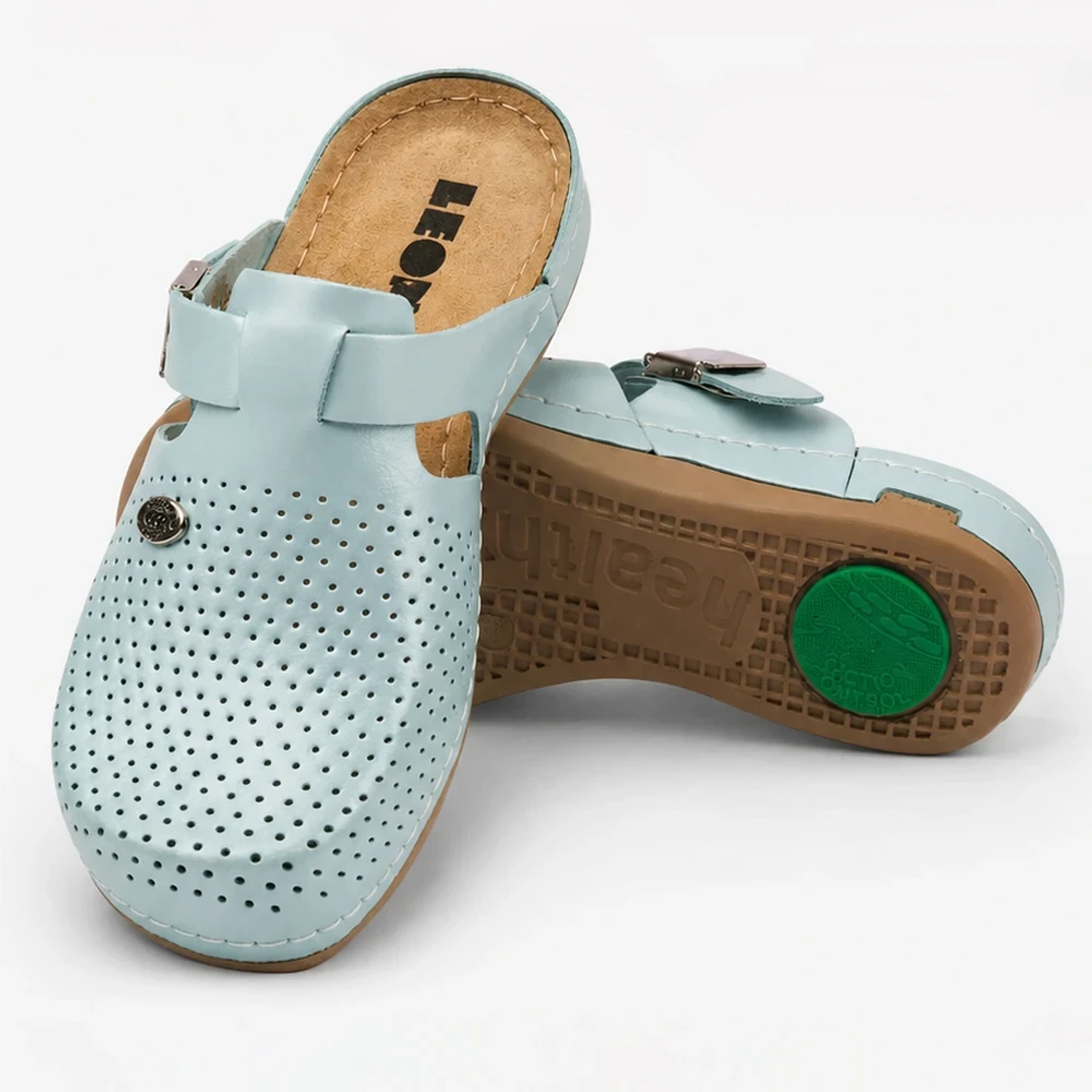 Saboti medicali, de dama, din piele, Leon 950, verde menta