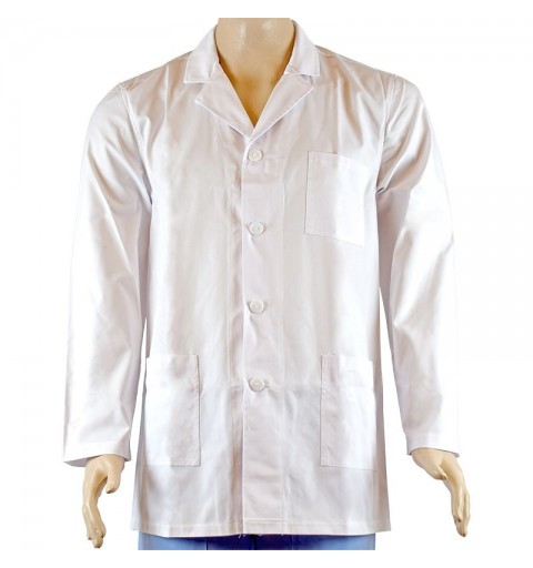 Jacheta alba cu guler pentru femei/barbati, maneca lunga - CF03