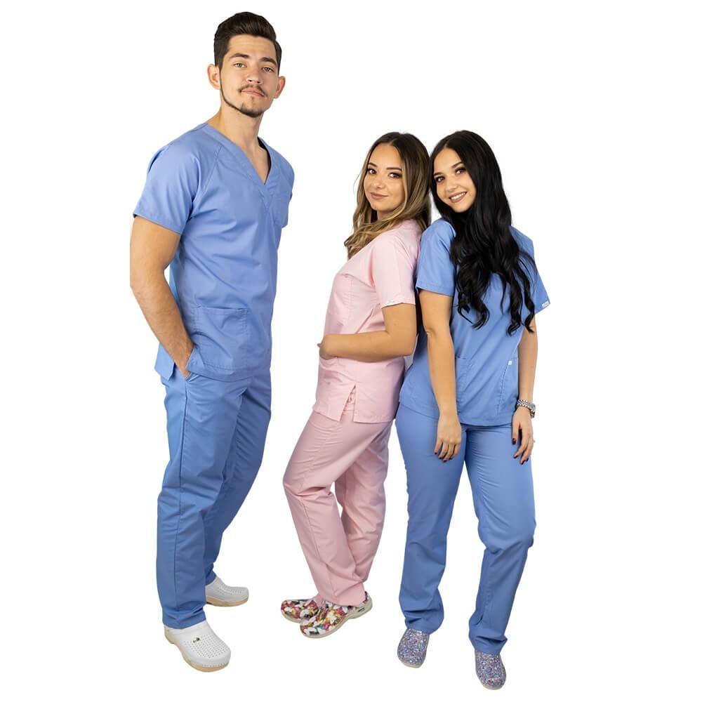 Costum medical LOTUS 4, unisex, albastru ciel