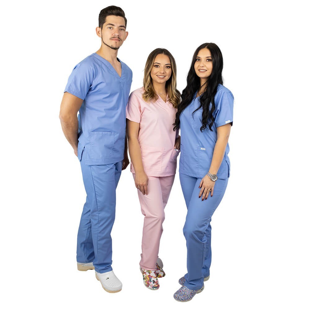 Costum medical LOTUS 4, unisex, albastru ciel