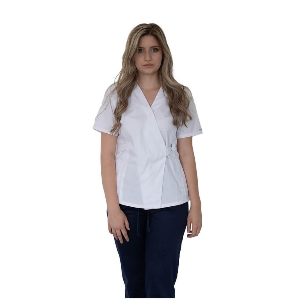 Bluza kimono cu maneca scurta, Lotus 2, alb