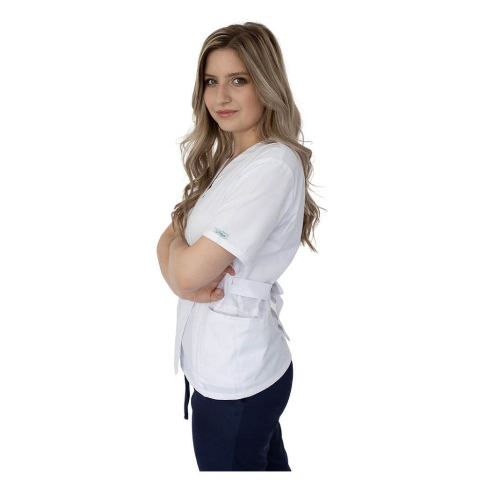 Bluza kimono cu maneca scurta, Lotus 2, alb