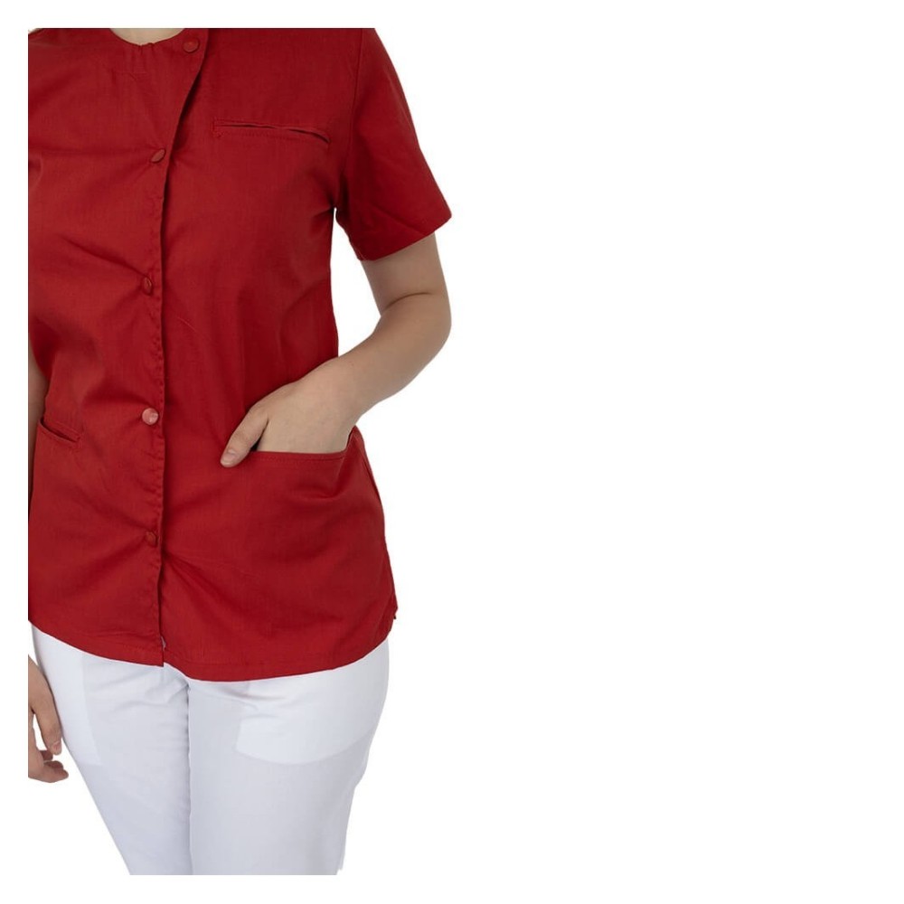 Bluza asimetrica cu capse, Lotus 2, rosu