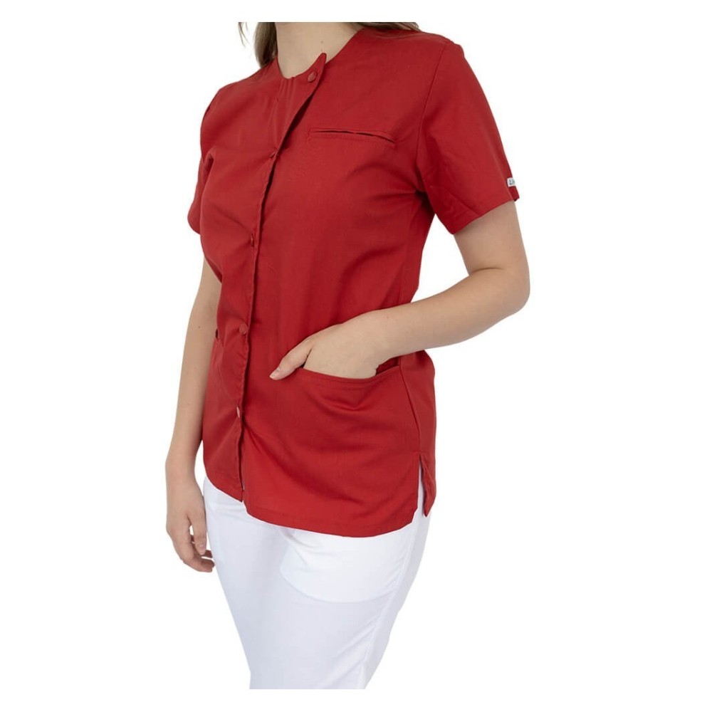 Bluza asimetrica cu capse, Lotus 2, rosu