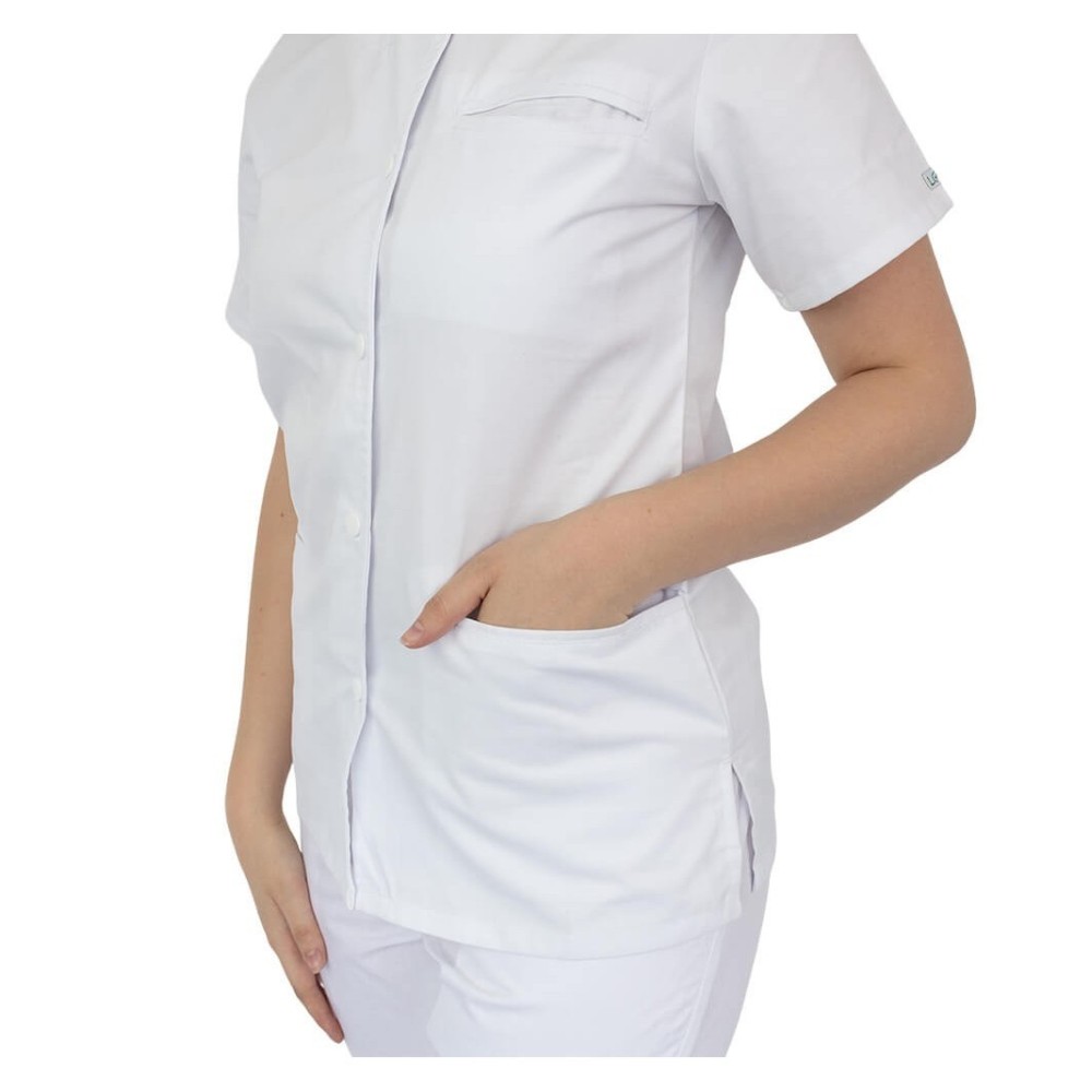 Bluza asimetrica cu capse, Lotus 2, alb Bluza asimetrica cu capse, Lotus 2, alb