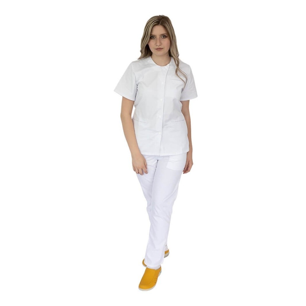 Bluza asimetrica cu capse, Lotus 2, alb Bluza asimetrica cu capse, Lotus 2, alb