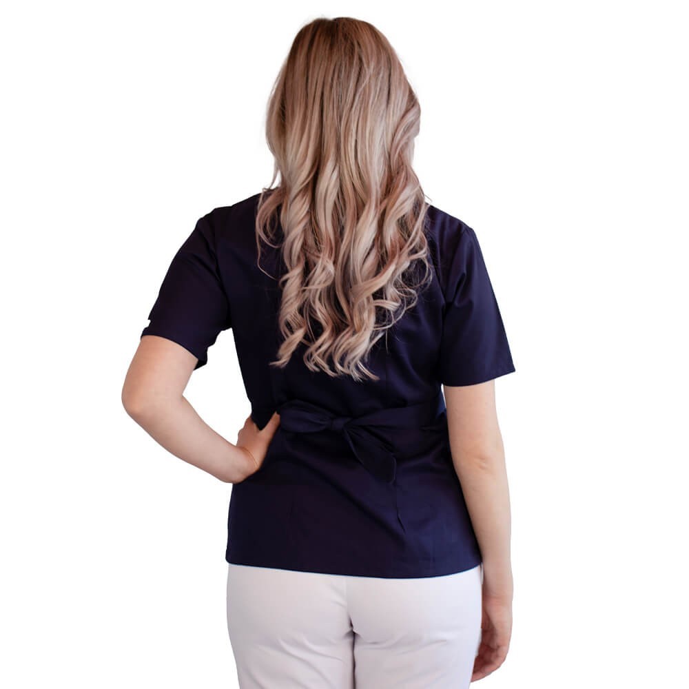 Bluza kimono cu maneca scurta, Lotus 2, bleumarin