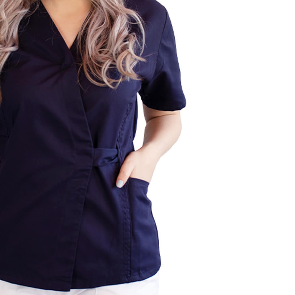 Bluza kimono cu maneca scurta, Lotus 2, bleumarin