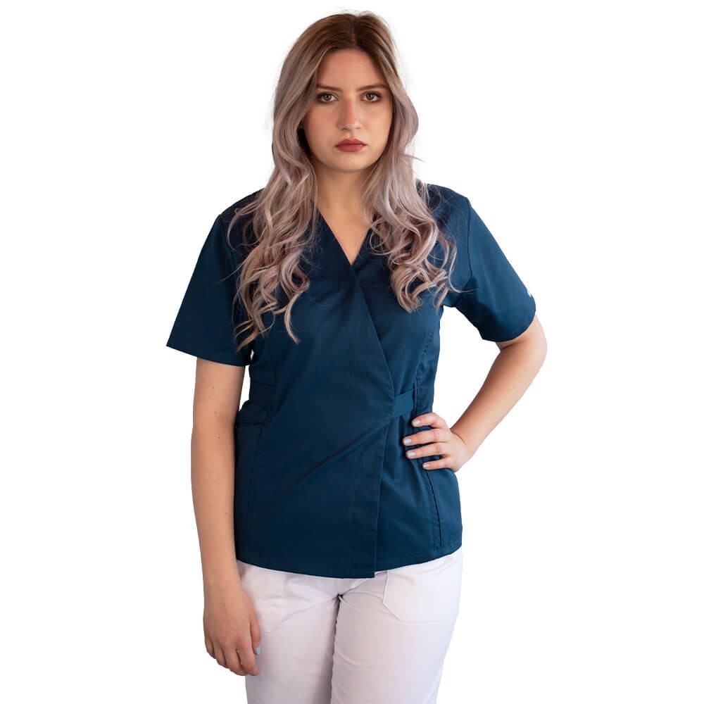 Bluza kimono cu maneca scurta, Lotus 2, turcoaz inchis