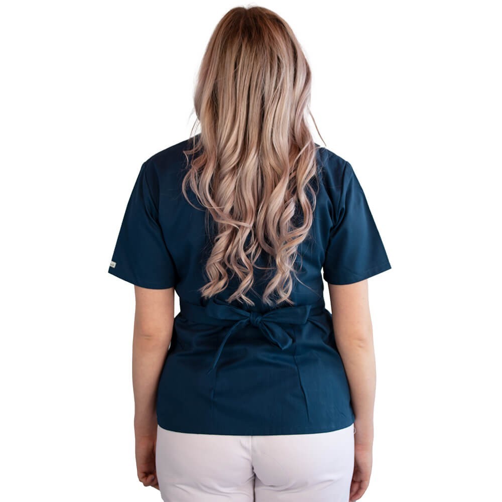 Bluza kimono cu maneca scurta, Lotus 2, turcoaz inchis