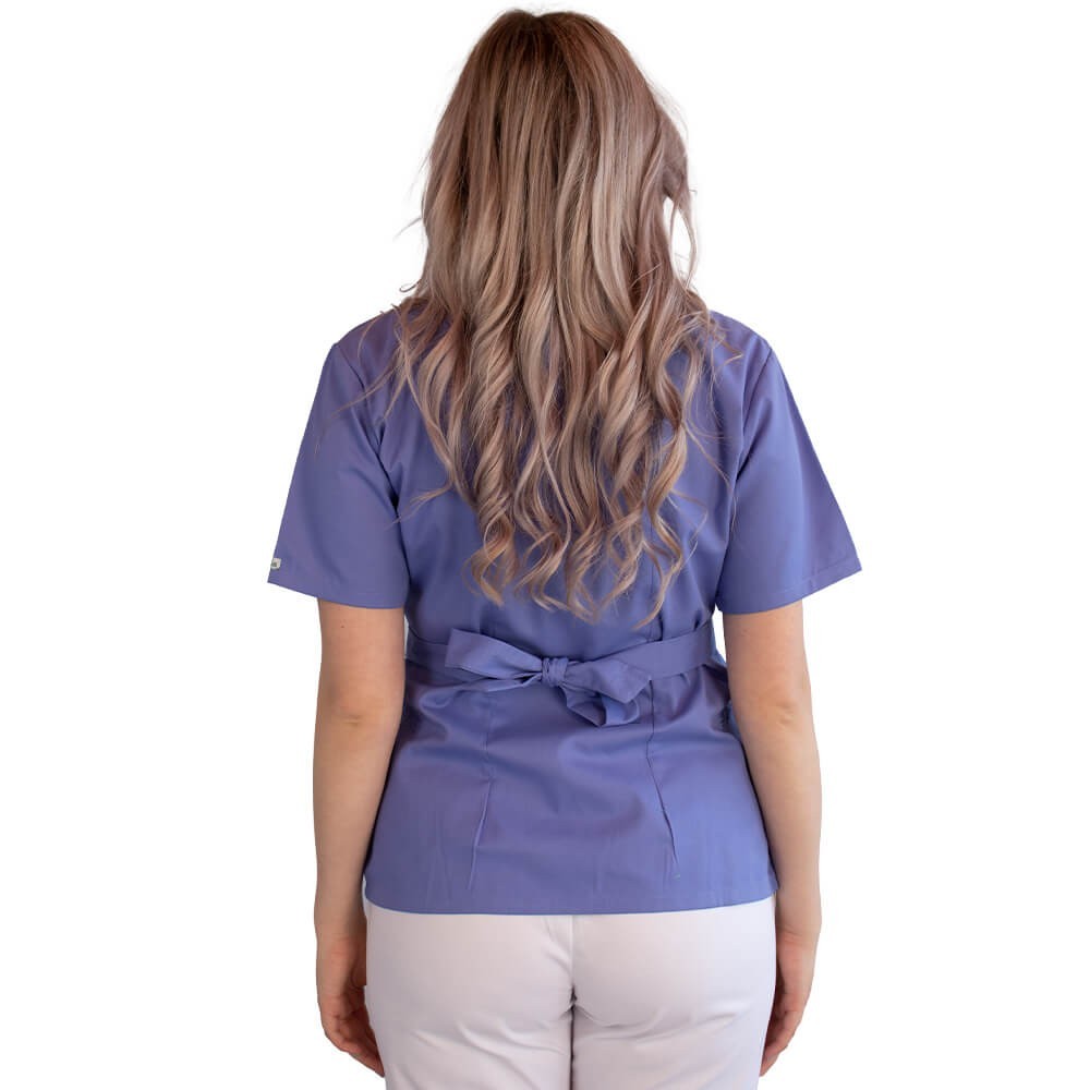 Bluza kimono cu maneca scurta, Lotus 2, albastru ciel