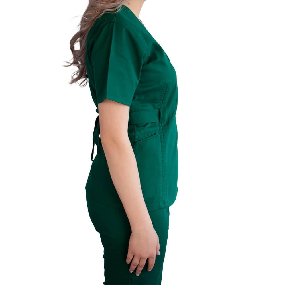 Bluza kimono cu maneca scurta, Lotus 2, verde hunter