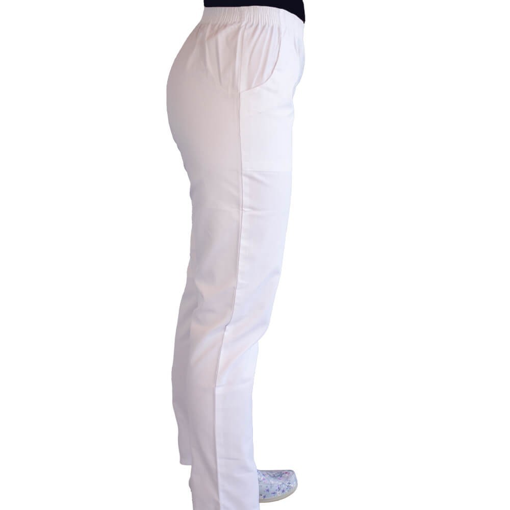 Pantalon unisex Lotus 2, cu elastic in talie, alb