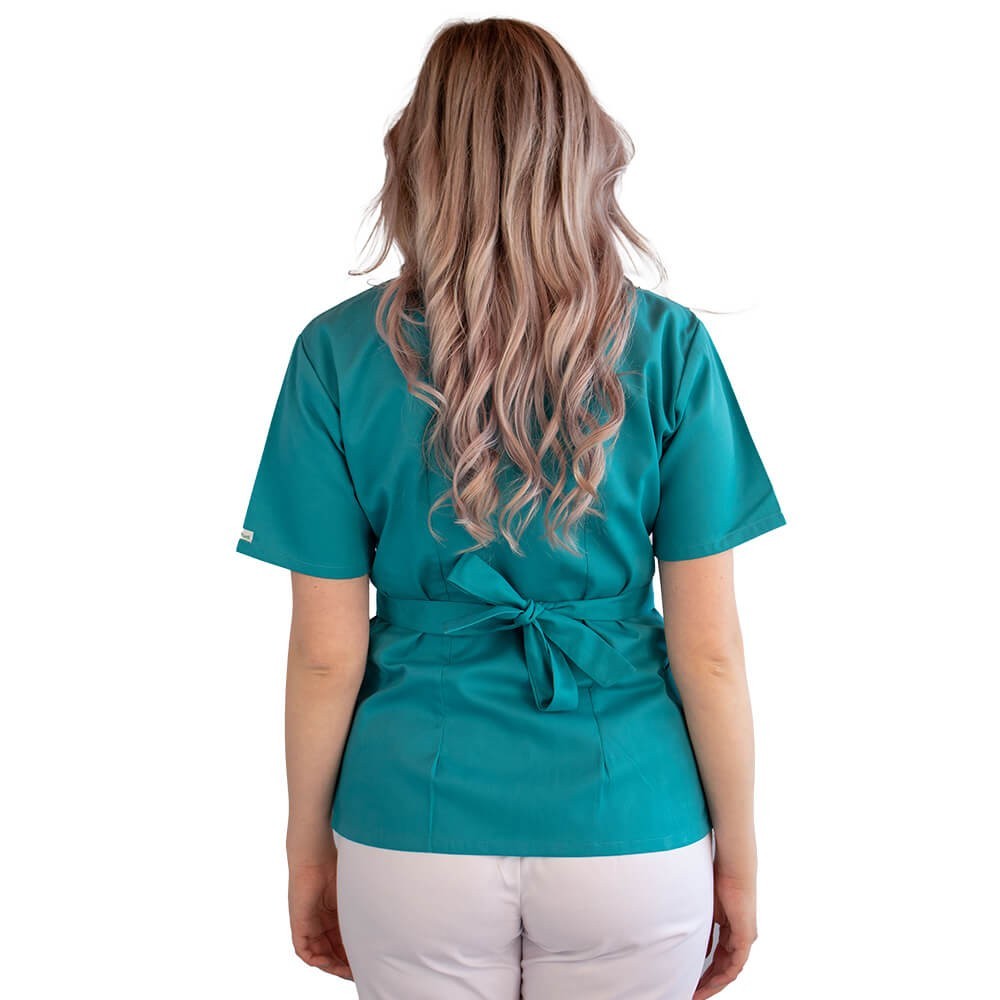 Bluza kimono cu maneca scurta, Lotus 2, turcoaz