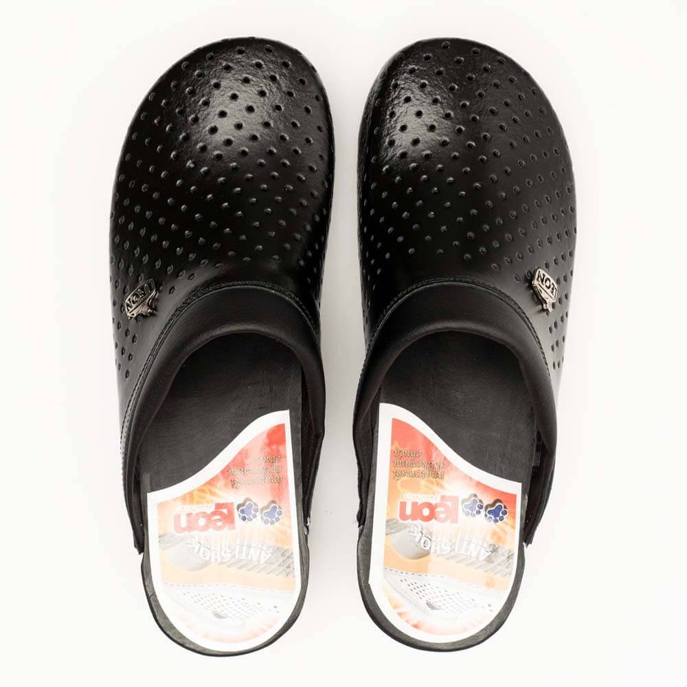 Saboti medicali Leon B2, cu talpa din lemn, negru