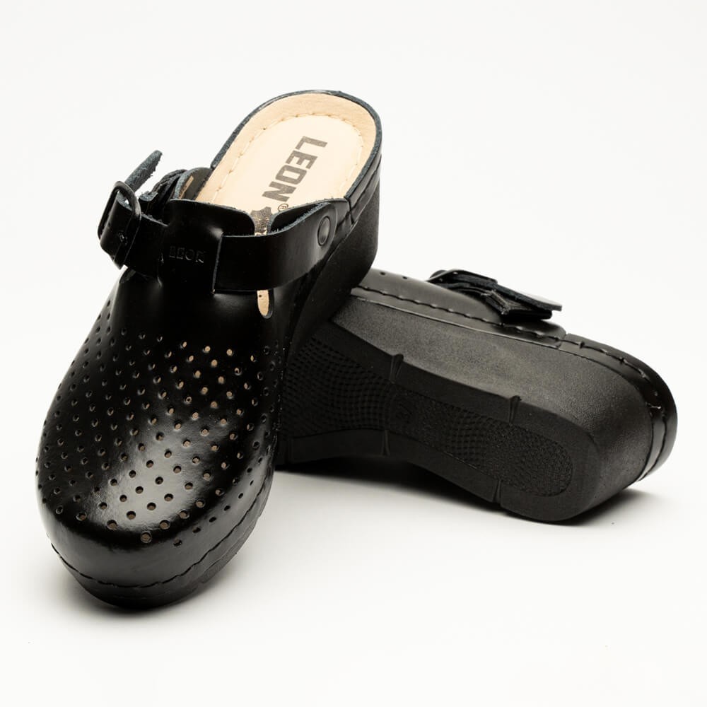 Saboti medicali Leon 1000, de dama, din piele, negru Saboti medicali Leon 1000, de dama, din piele, negru