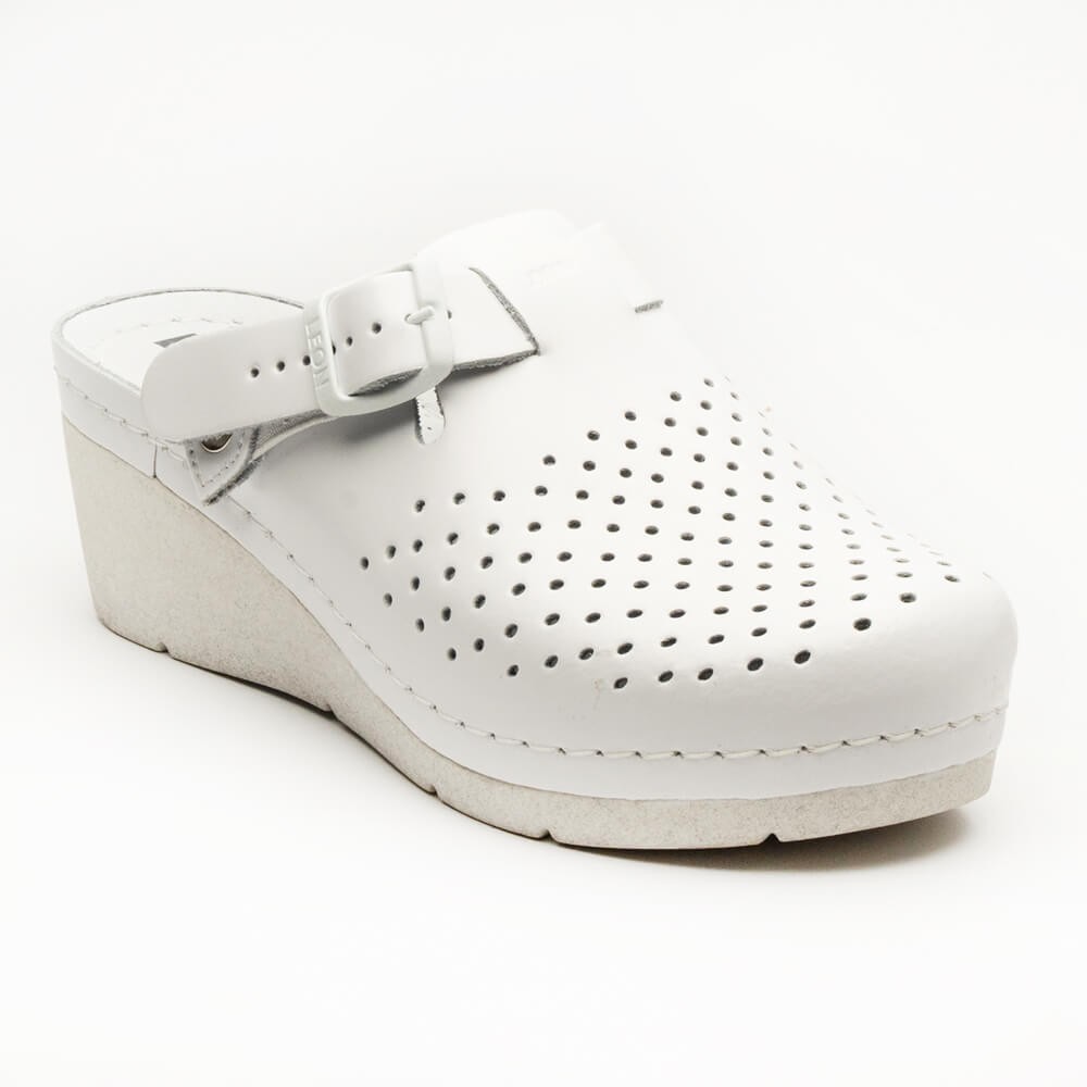 Saboti medicali Leon 1000, de dama, din piele, alb Saboti medicali Leon 1000, de dama, din piele, alb