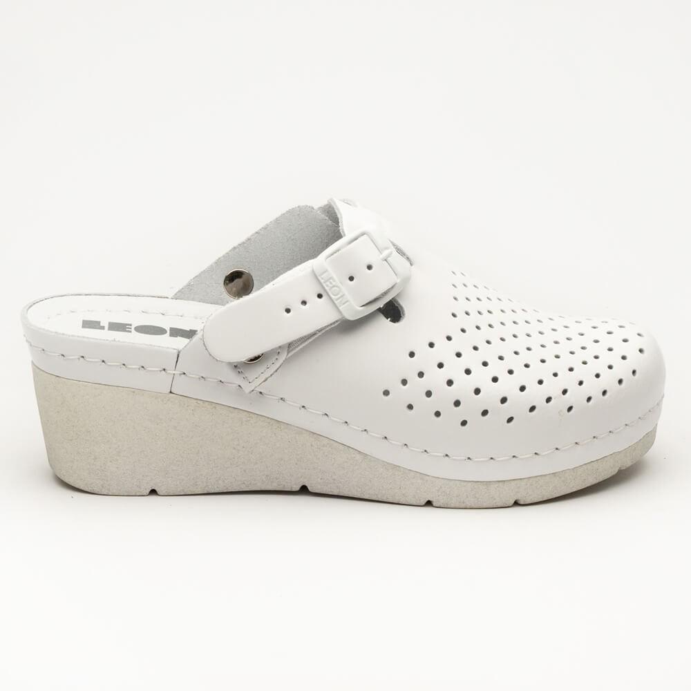 Saboti medicali Leon 1000, de dama, din piele, alb Saboti medicali Leon 1000, de dama, din piele, alb